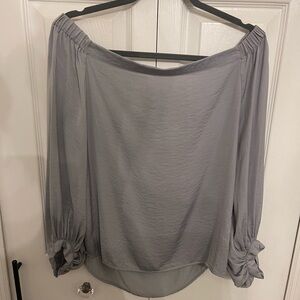 Mossimo Light Gray Off-Shoulder Blouse